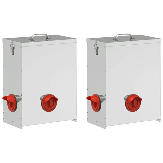 vidaXL Ταΐστρα κοτόπουλων 2 pcs Ασημί 32,5 x 20,5 x 43 εκ