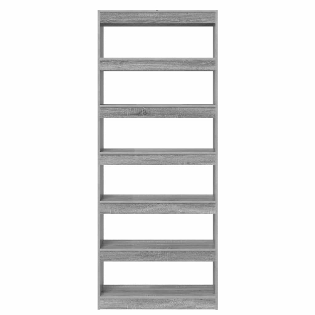 vidaXL Βιβλιοθήκη Γκρι sonoma 80 x 30 x 198 εκ Επεξεργασμένο ξύλο