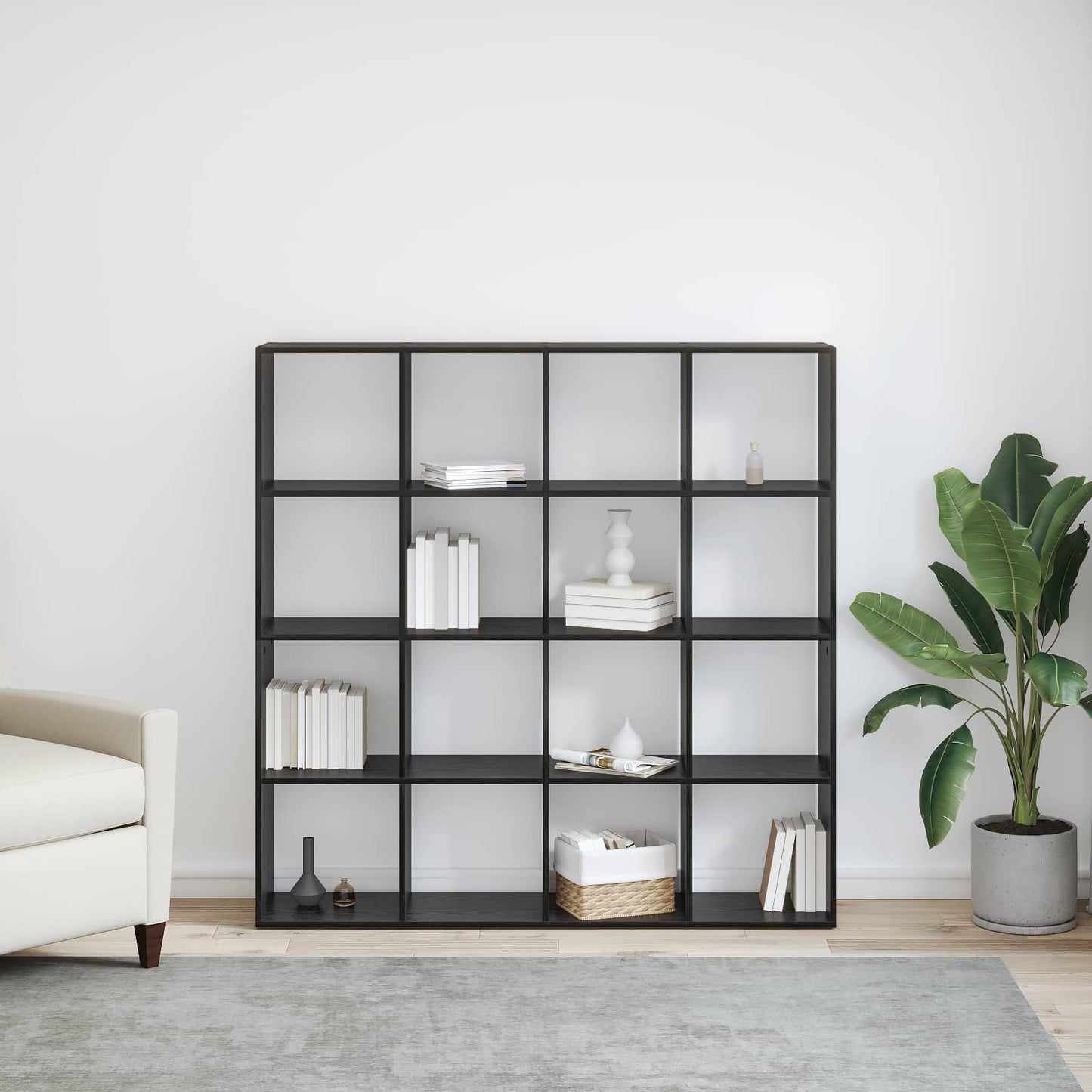 vidaXL Βιβλιοθήκη Μαύρη Οξυά 137,5 x 29 x 137,5 εκ Επεξεργασμένο ξύλο
