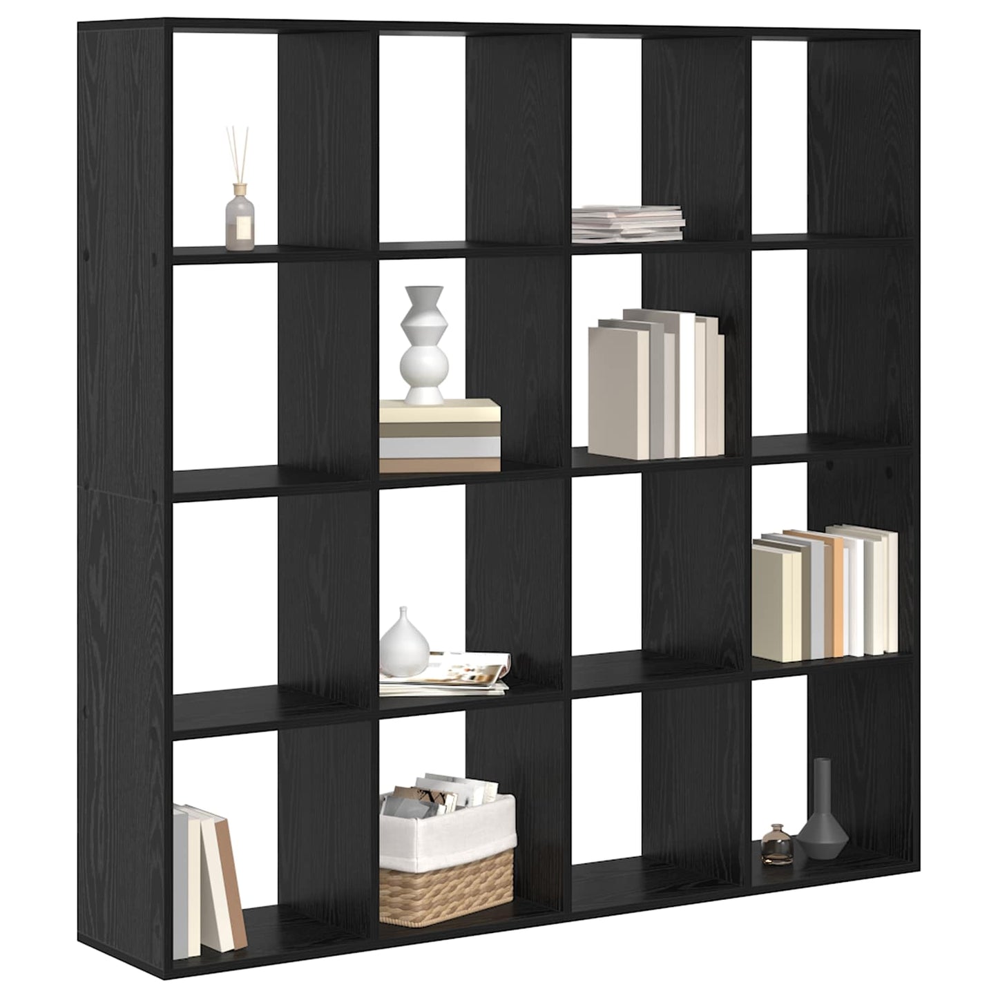 vidaXL Βιβλιοθήκη Μαύρη Οξυά 137,5 x 29 x 137,5 εκ Επεξεργασμένο ξύλο
