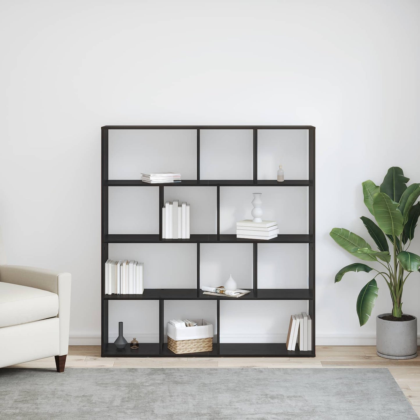 vidaXL Βιβλιοθήκη Μαύρη Οξυά 132 x 29 x 141,5 εκ. Επεξεργασμένο ξύλο