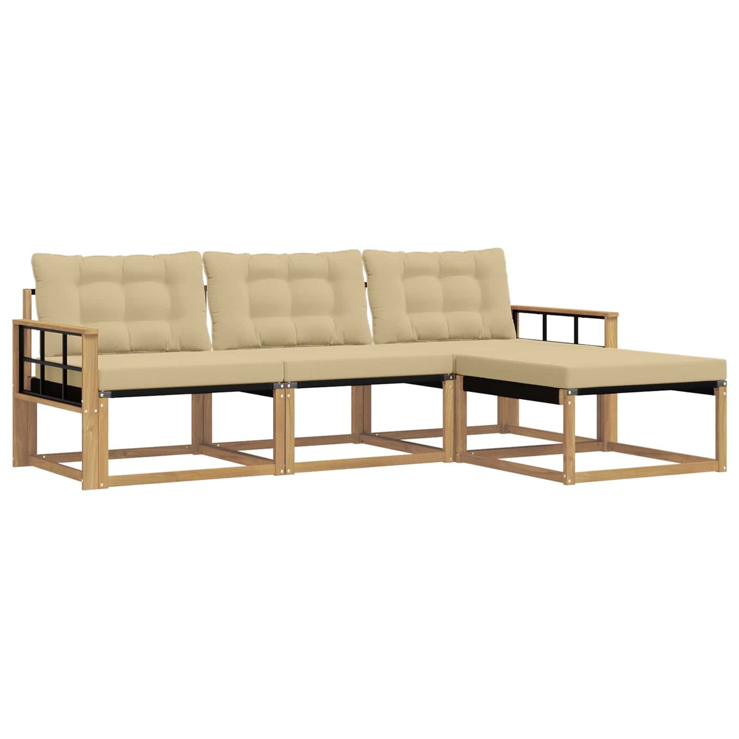 vidaXL Σειρά Καναπέ Εξωτερικού 4 τμχ. Λευκό και Μπεζ