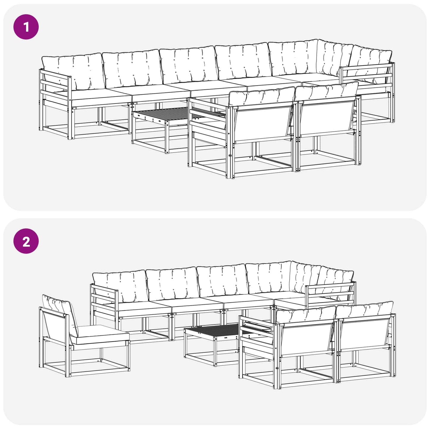 vidaXL Σειρά Καναπέ Εξωτερικού 9 τμχ. Λευκό και Κρεμ