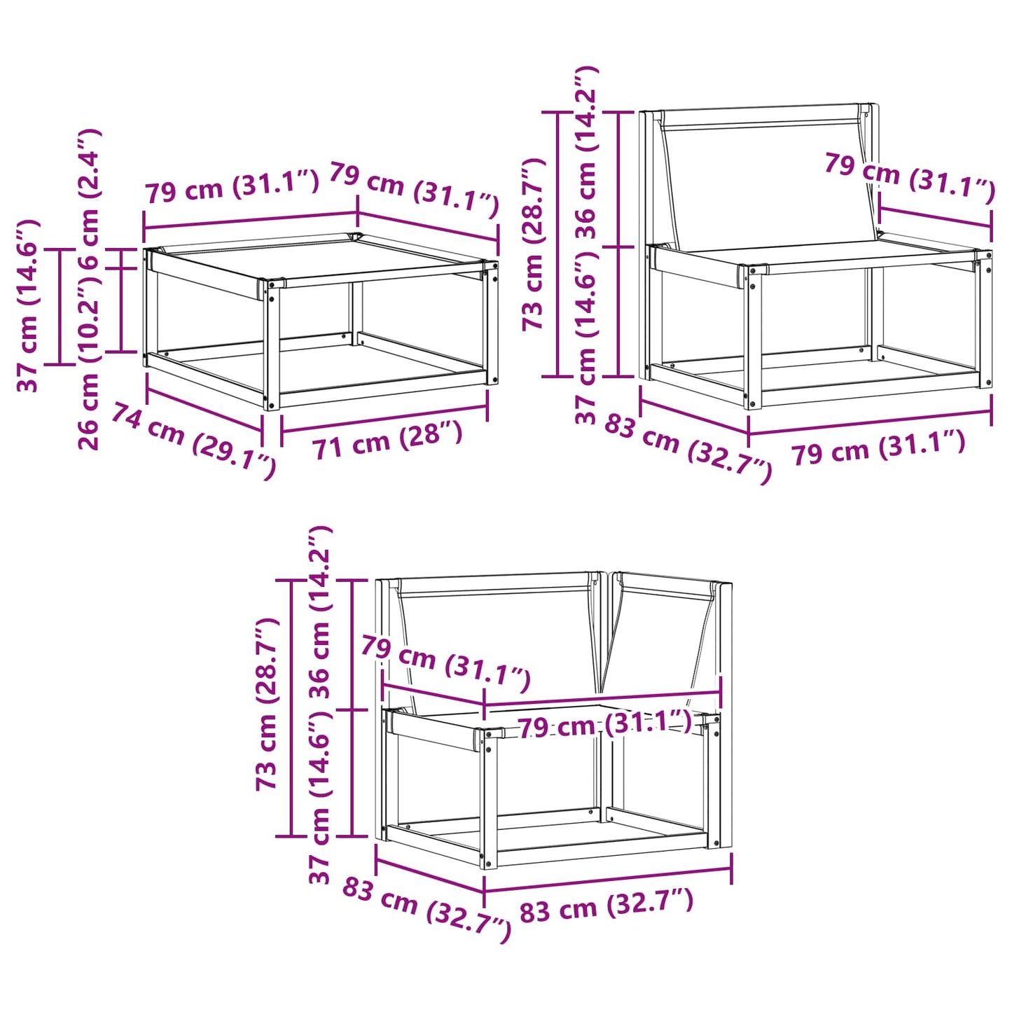 vidaXL Σειρά Καναπέ Εξωτερικού 6 τμχ. Λευκό και Κρεμ