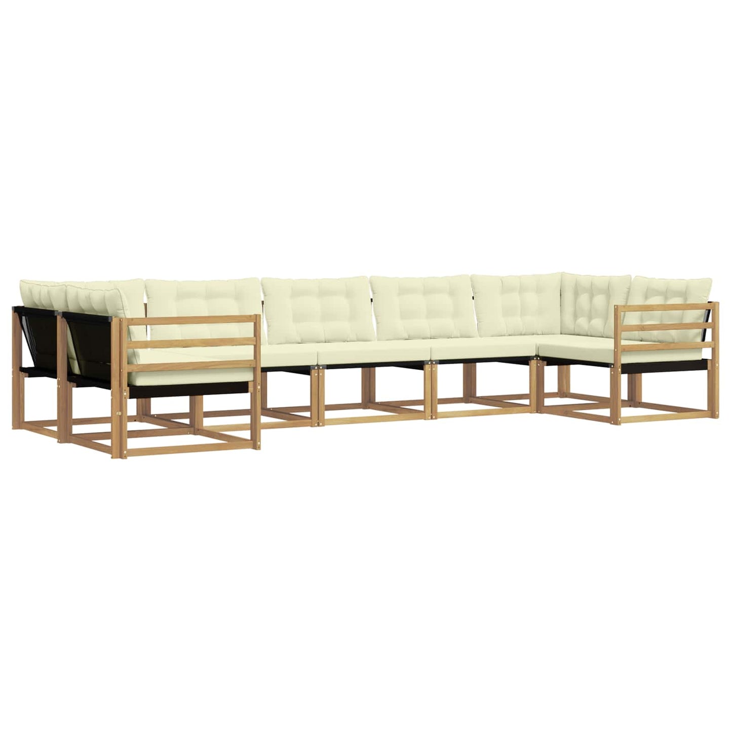 vidaXL Σειρά Καναπέ Εξωτερικού 7 τμχ. Λευκό και Κρεμ