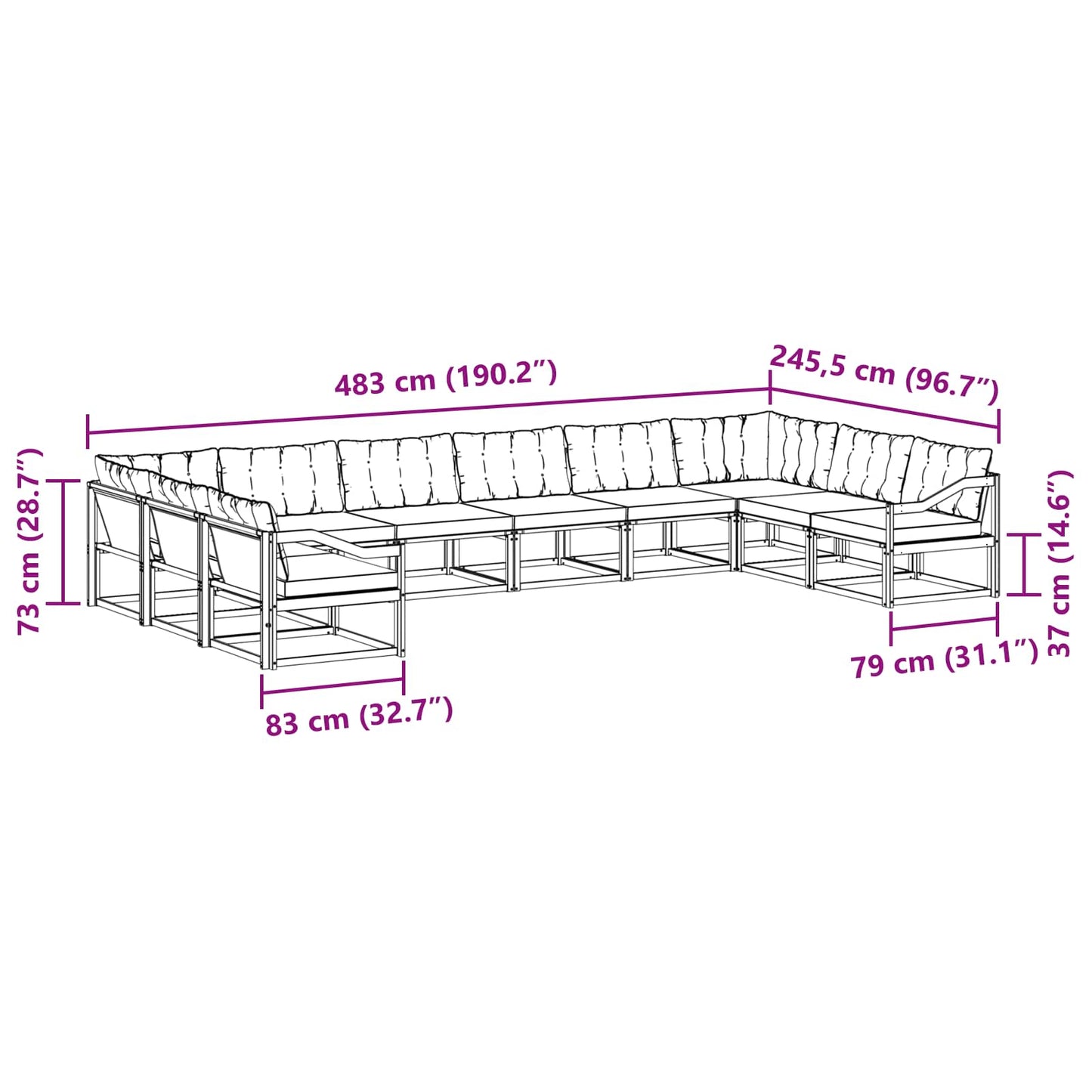 vidaXL Σειρά Καναπέ Εξωτερικού 10 τμχ. Λευκό και Κρεμ