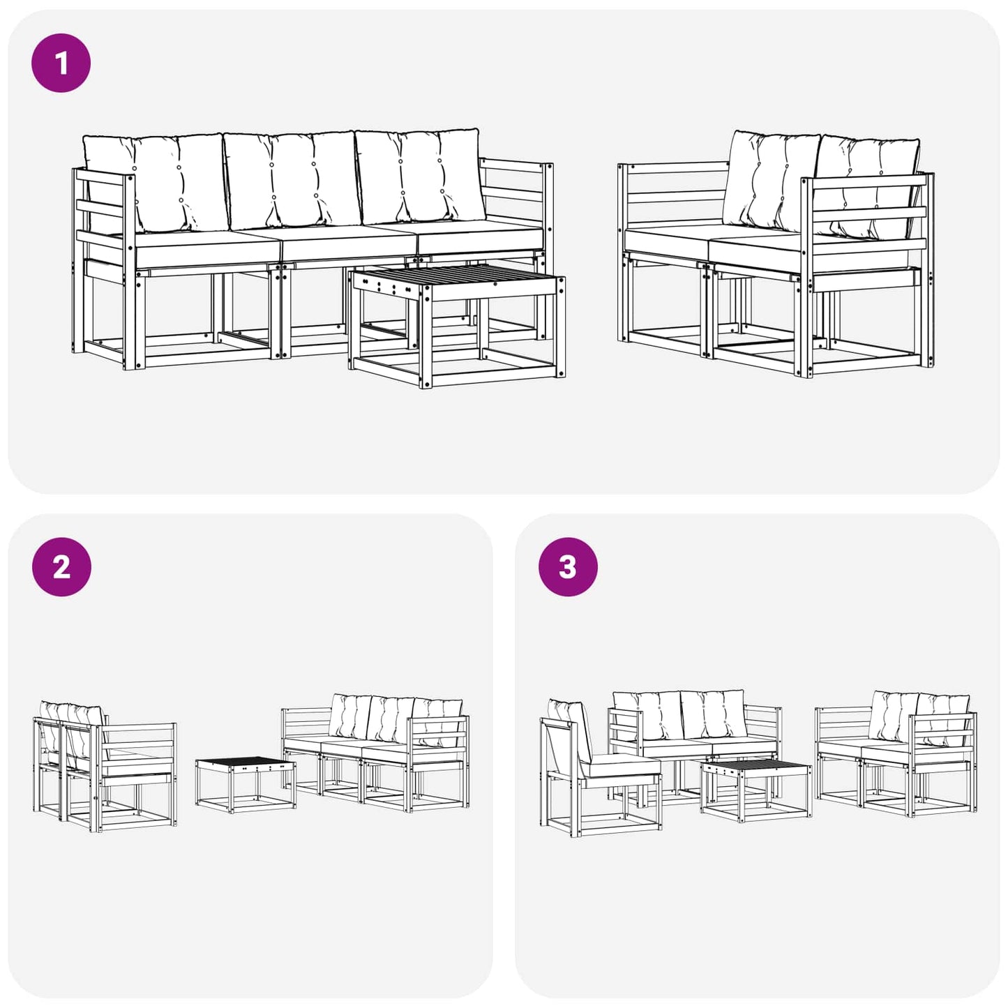 vidaXL Σειρά Καναπέ Εξωτερικού 6 τμχ. Λευκό και Κρεμ