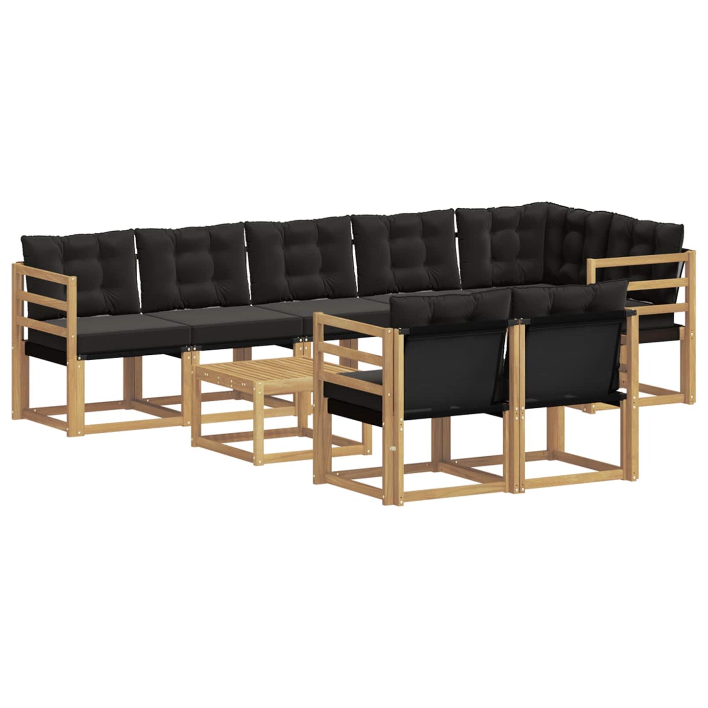 vidaXL Σειρά Καναπέ Εξωτερικού με μαξιλάρι 9 pcs Λευκό και Μαύρο
