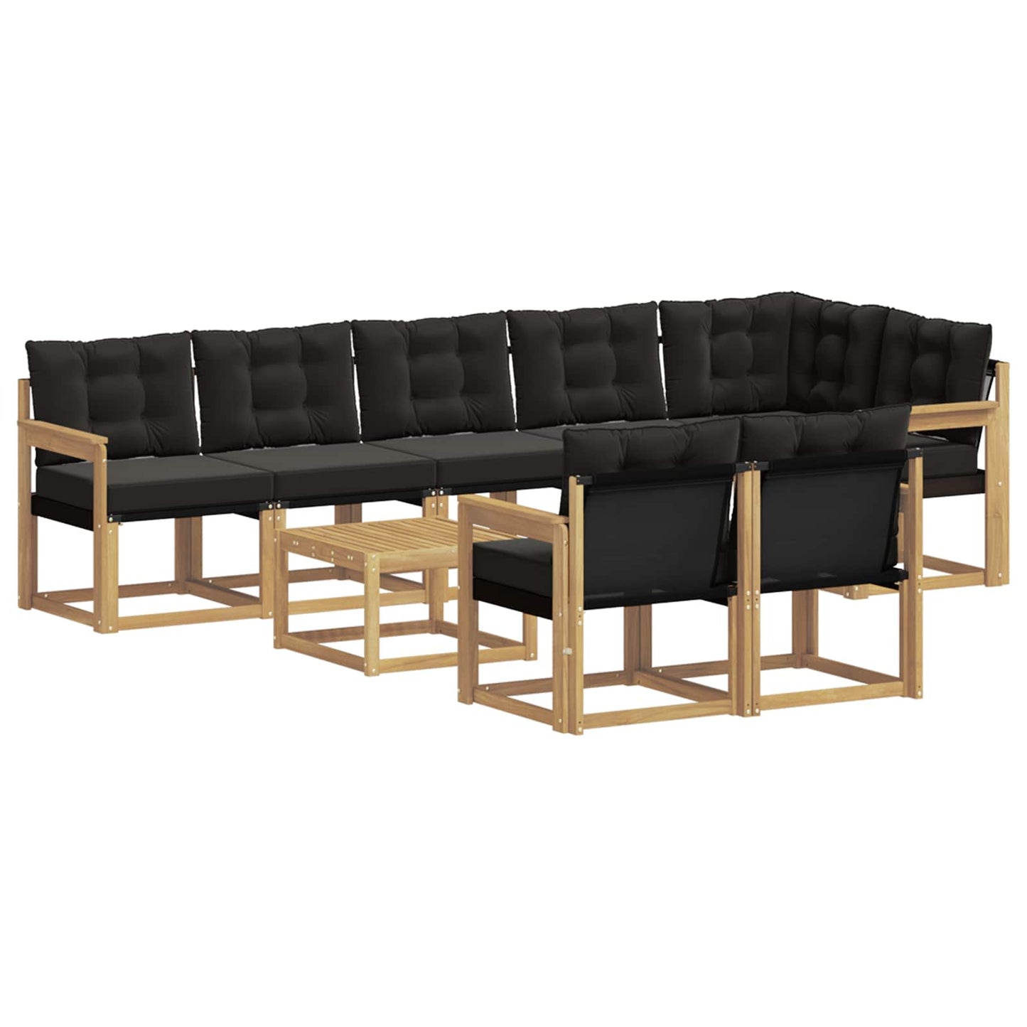 vidaXL Σειρά Καναπέ Εξωτερικού με μαξιλάρι 9 pcs Λευκό και Μαύρο