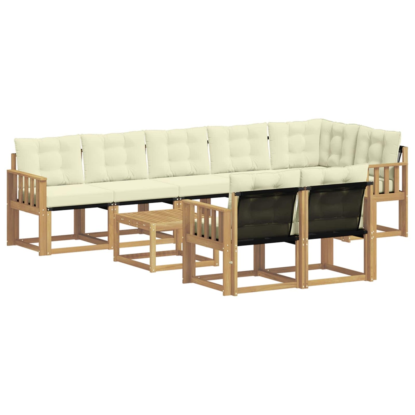 vidaXL Σειρά Καναπέ Εξωτερικού με μαξιλάρι 9 pcs Λευκό και Κρεμ