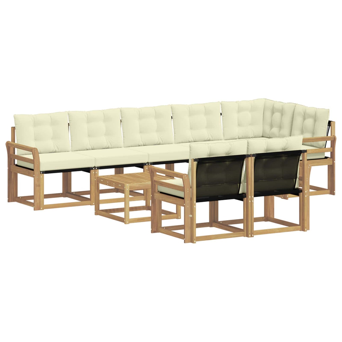 vidaXL Σειρά Καναπέ Εξωτερικού με μαξιλάρι 9 pcs Λευκό και Κρεμ