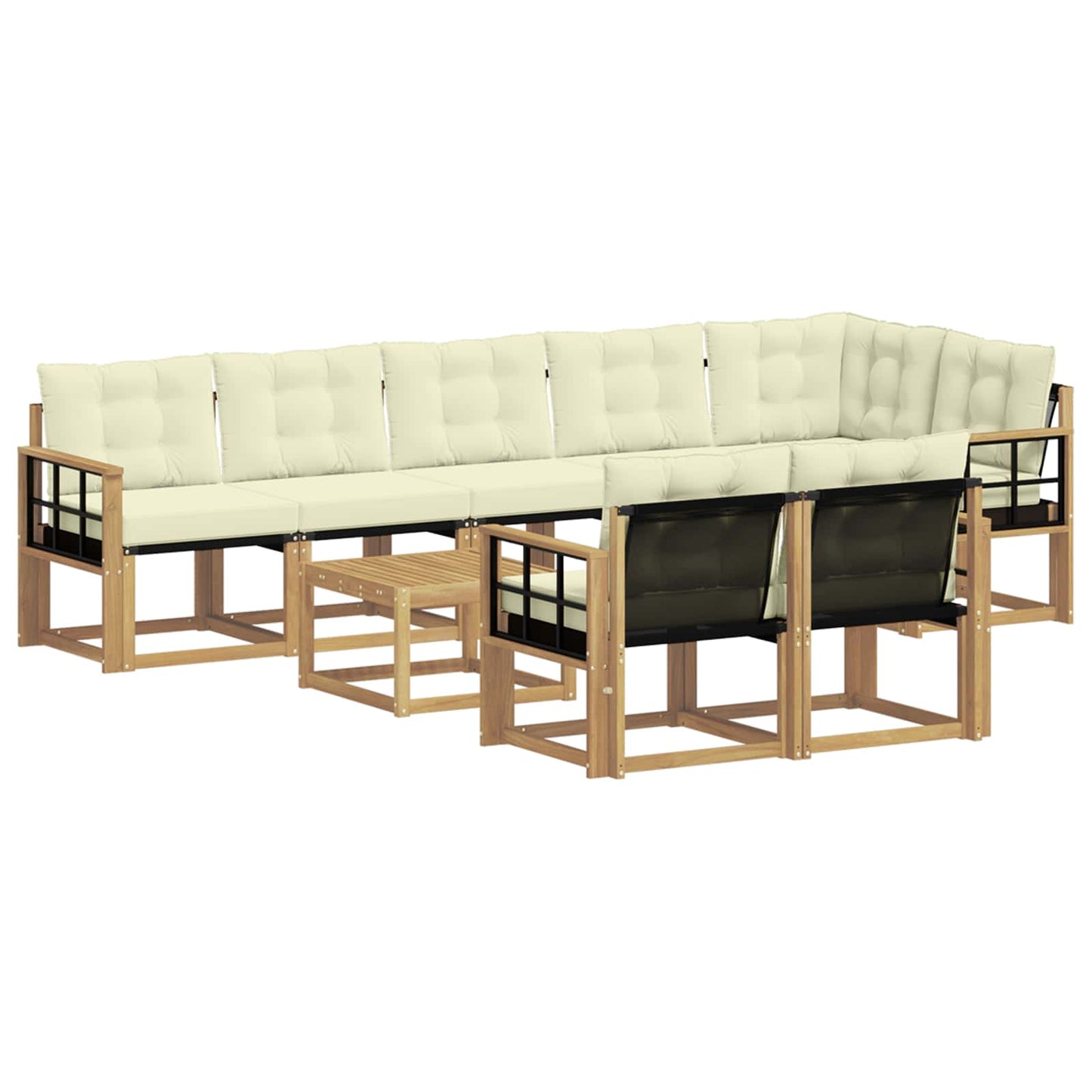 vidaXL Σειρά Καναπέ Εξωτερικού με μαξιλάρι 9 pcs Λευκό και Κρεμ