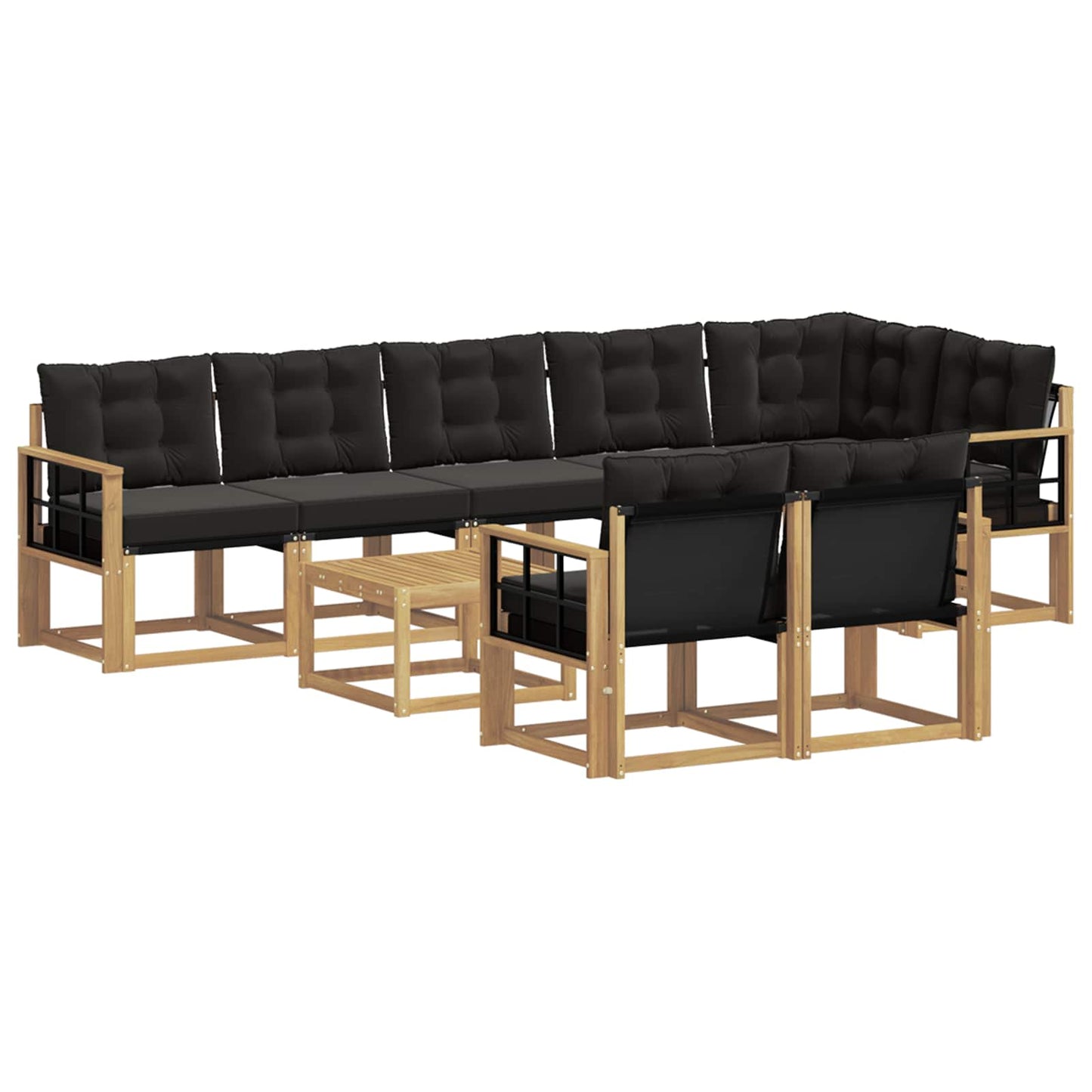 vidaXL Σειρά Καναπέ Εξωτερικού με μαξιλάρι 9 pcs Λευκό και Μαύρο