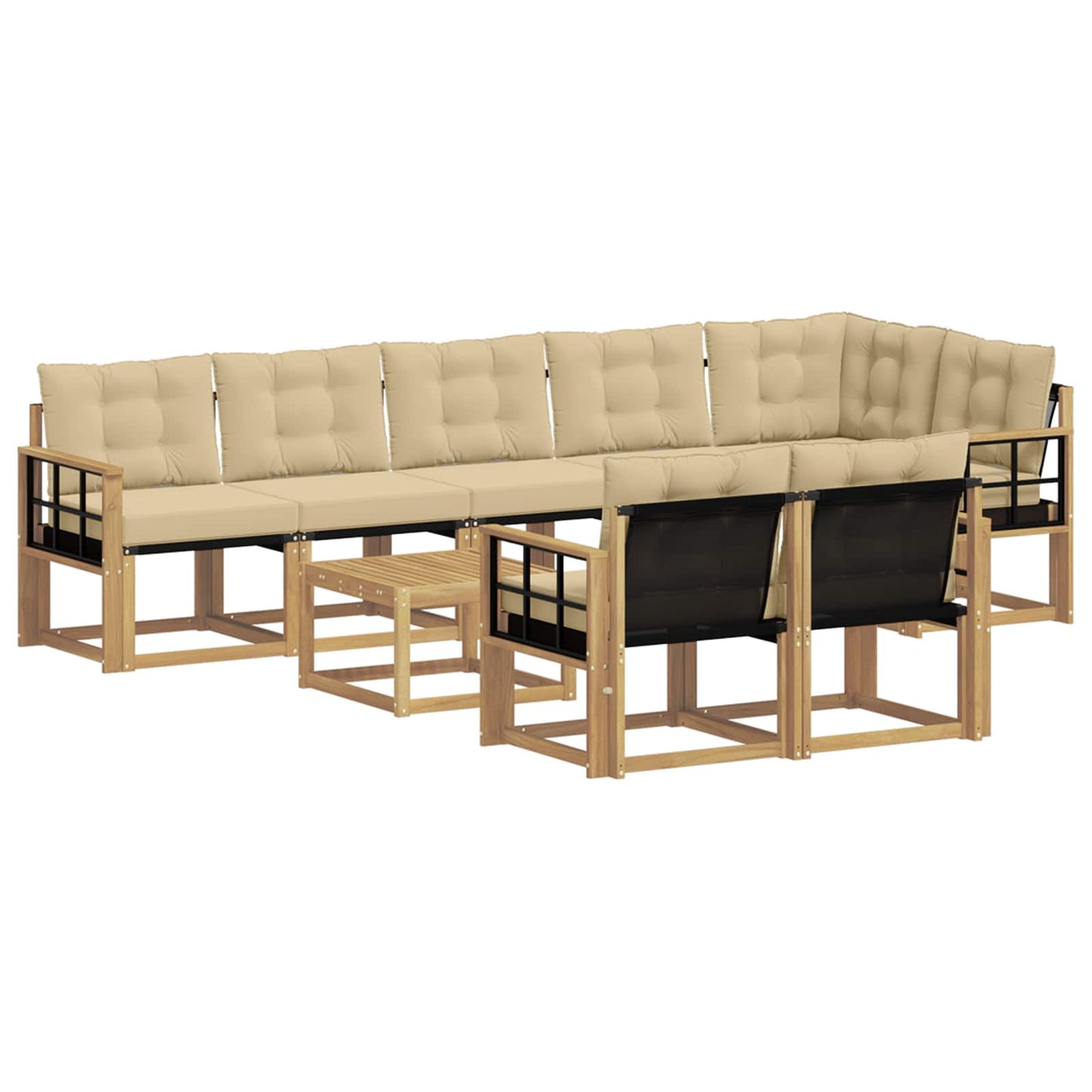 vidaXL Σειρά Καναπέ Εξωτερικού με μαξιλάρι 9 pcs Λευκό και Μπεζ
