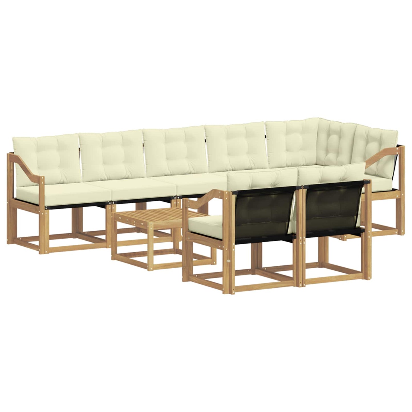 vidaXL Σειρά Καναπέ Εξωτερικού με μαξιλάρι 9 pcs Λευκό και Κρεμ