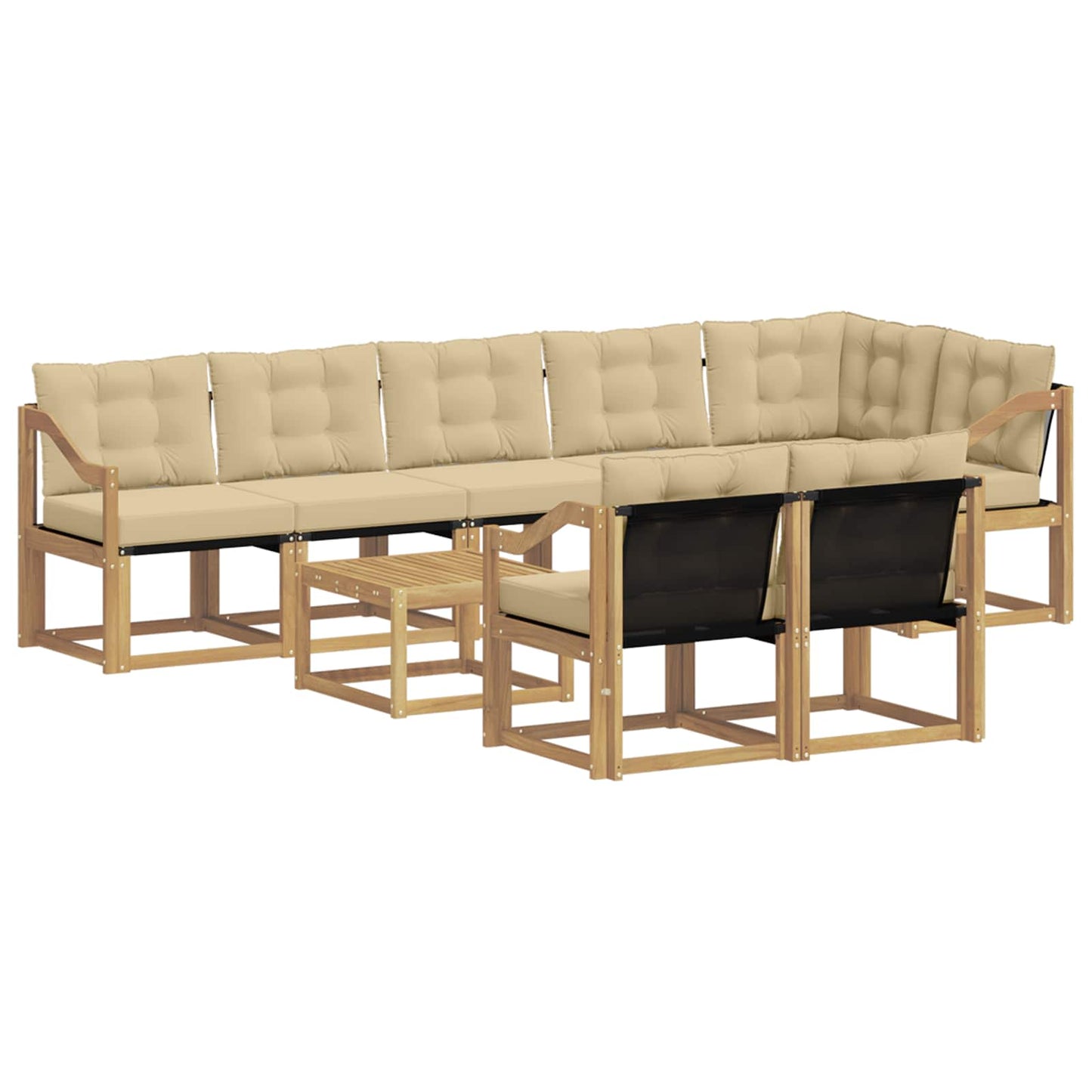 vidaXL Σειρά Καναπέ Εξωτερικού με μαξιλάρι 9 pcs Λευκό και Μπεζ