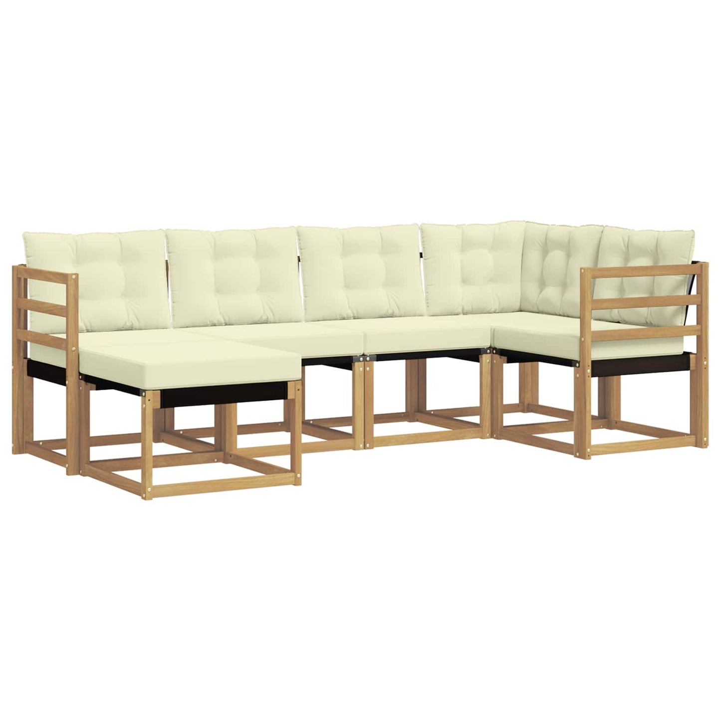 vidaXL Σειρά Καναπέ Εξωτερικού με μαξιλάρι 6 pcs Λευκό και Κρεμ