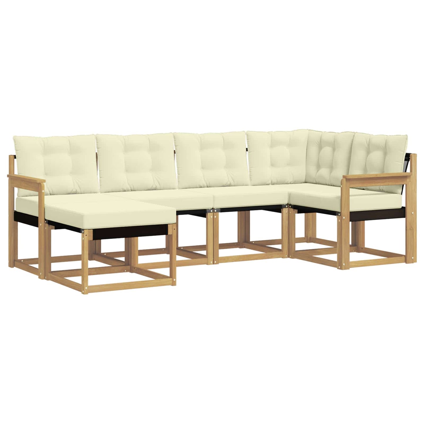 vidaXL Σειρά Καναπέ Εξωτερικού με μαξιλάρι 6 pcs Λευκό και Κρεμ