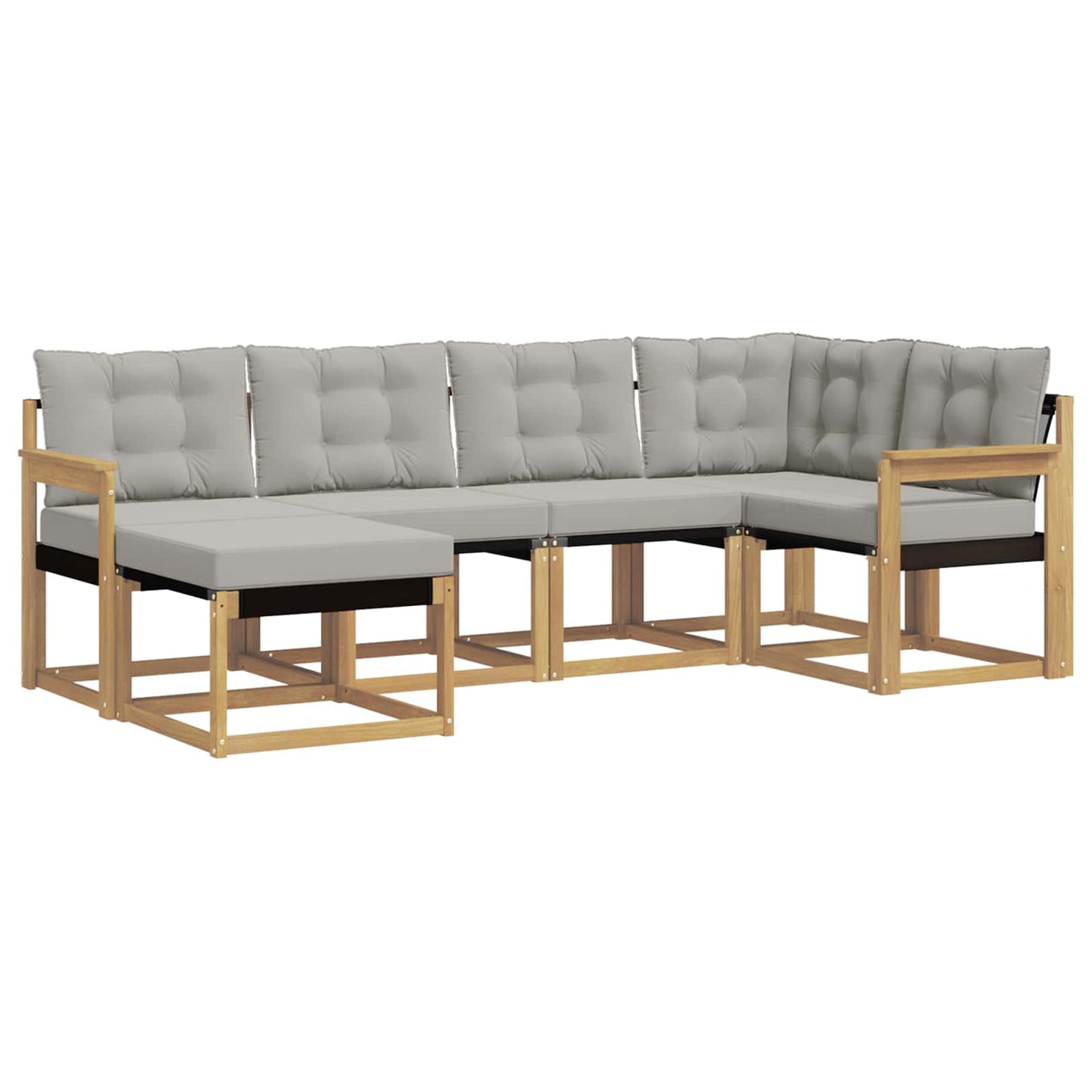 vidaXL Σειρά Καναπέ Εξωτερικού 6 pcs Λευκό και Ανοιχτό Γκρι