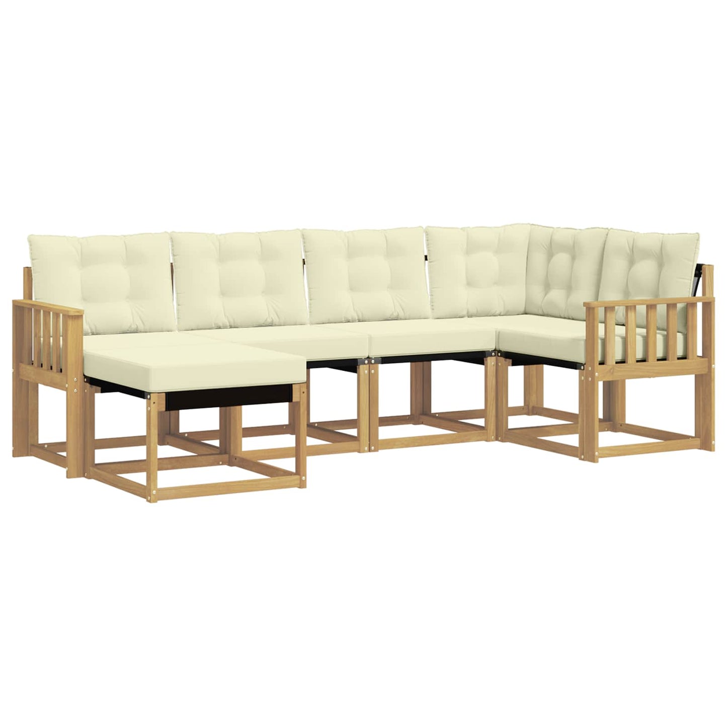 vidaXL Σειρά Καναπέ Εξωτερικού με μαξιλάρι 6 pcs Λευκό και Κρεμ