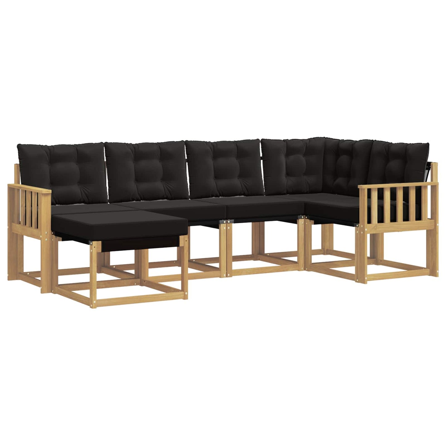 vidaXL Σειρά Καναπέ Εξωτερικού με μαξιλάρι 6 pcs Λευκό και Μαύρο