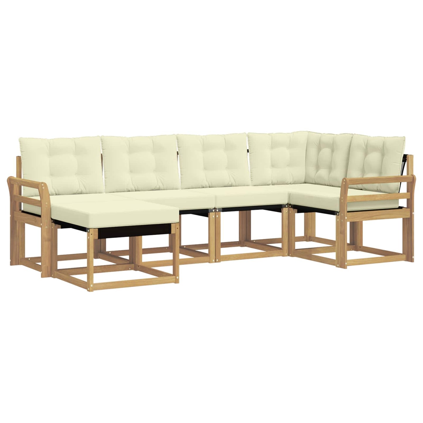 vidaXL Σειρά Καναπέ Εξωτερικού με μαξιλάρι 6 pcs Λευκό και Κρεμ