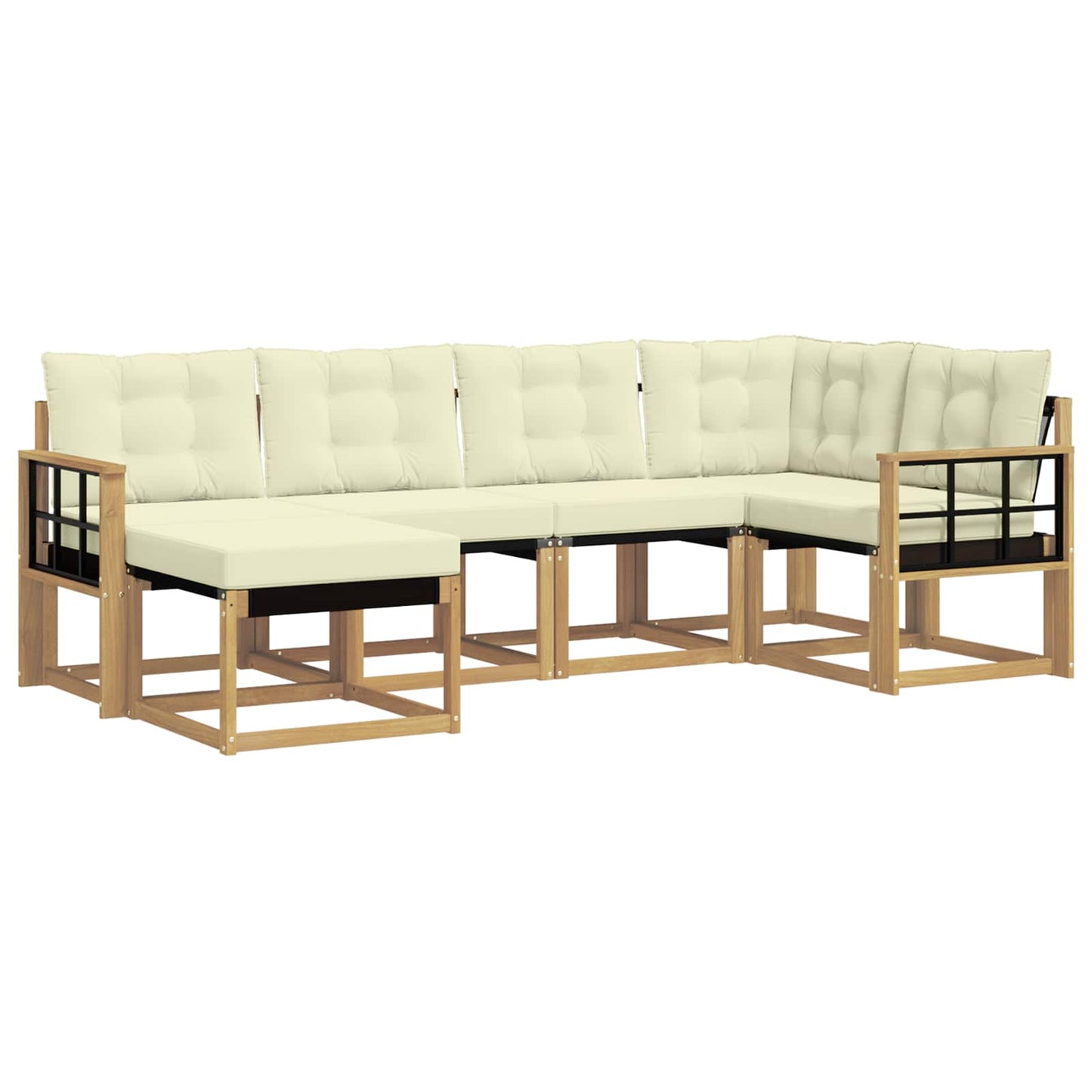 vidaXL Σειρά Καναπέ Εξωτερικού με μαξιλάρι 6 pcs Λευκό και Κρεμ