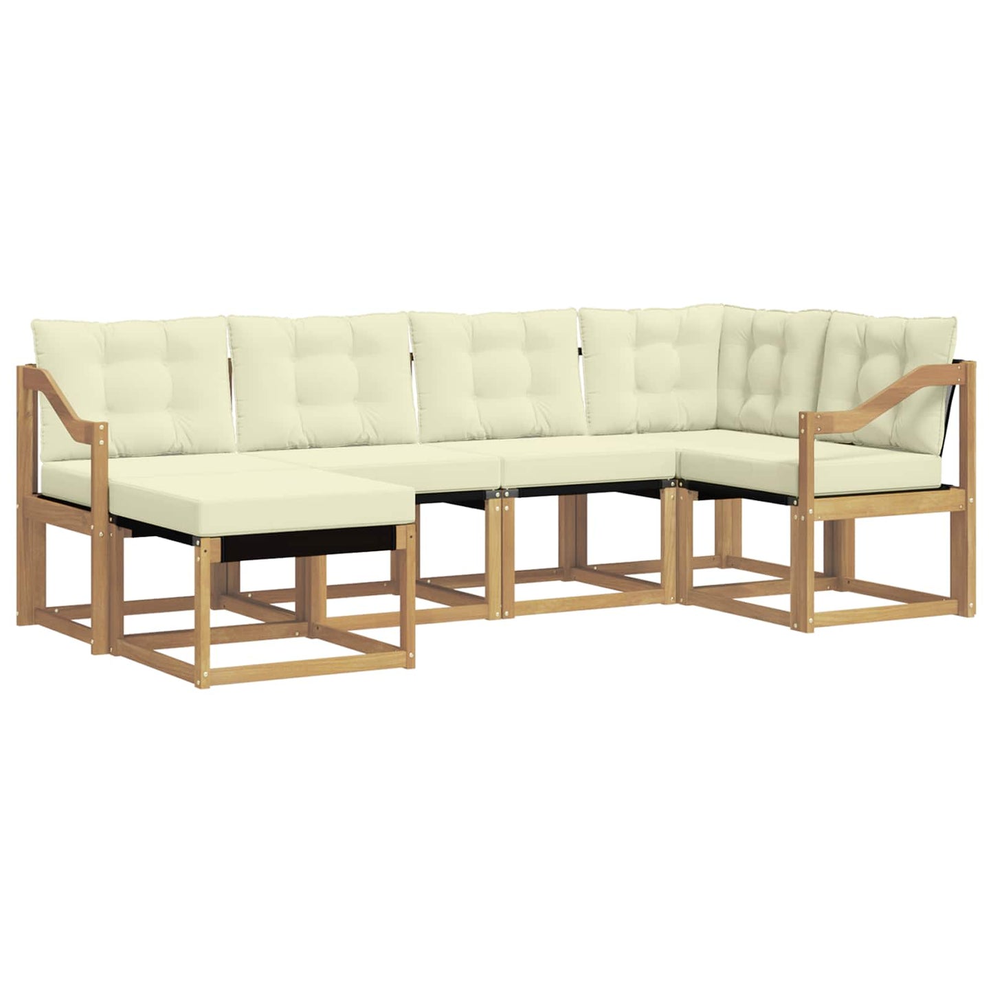 vidaXL Σειρά Καναπέ Εξωτερικού με μαξιλάρι 6 pcs Λευκό και Κρεμ
