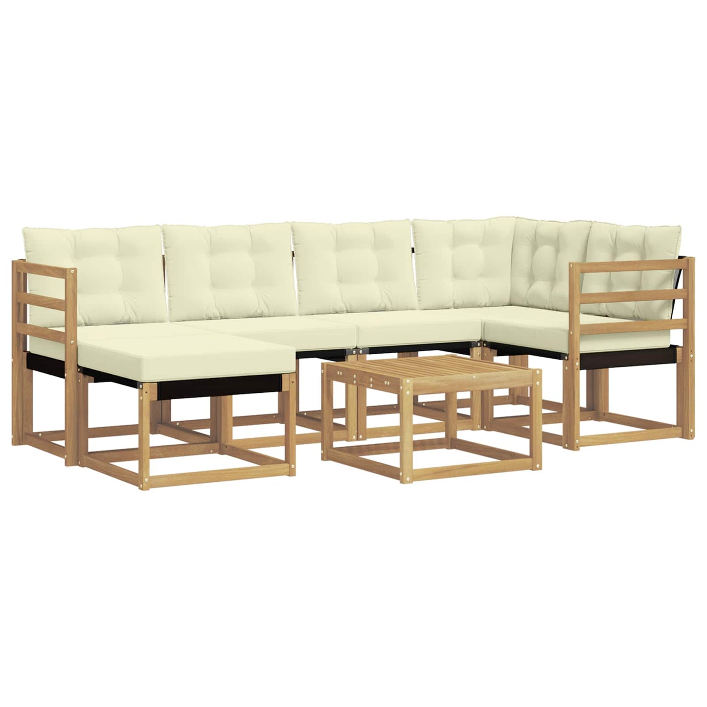 vidaXL Σειρά Καναπέ Εξωτερικού με μαξιλάρι 7 pcs Λευκό και Κρεμ
