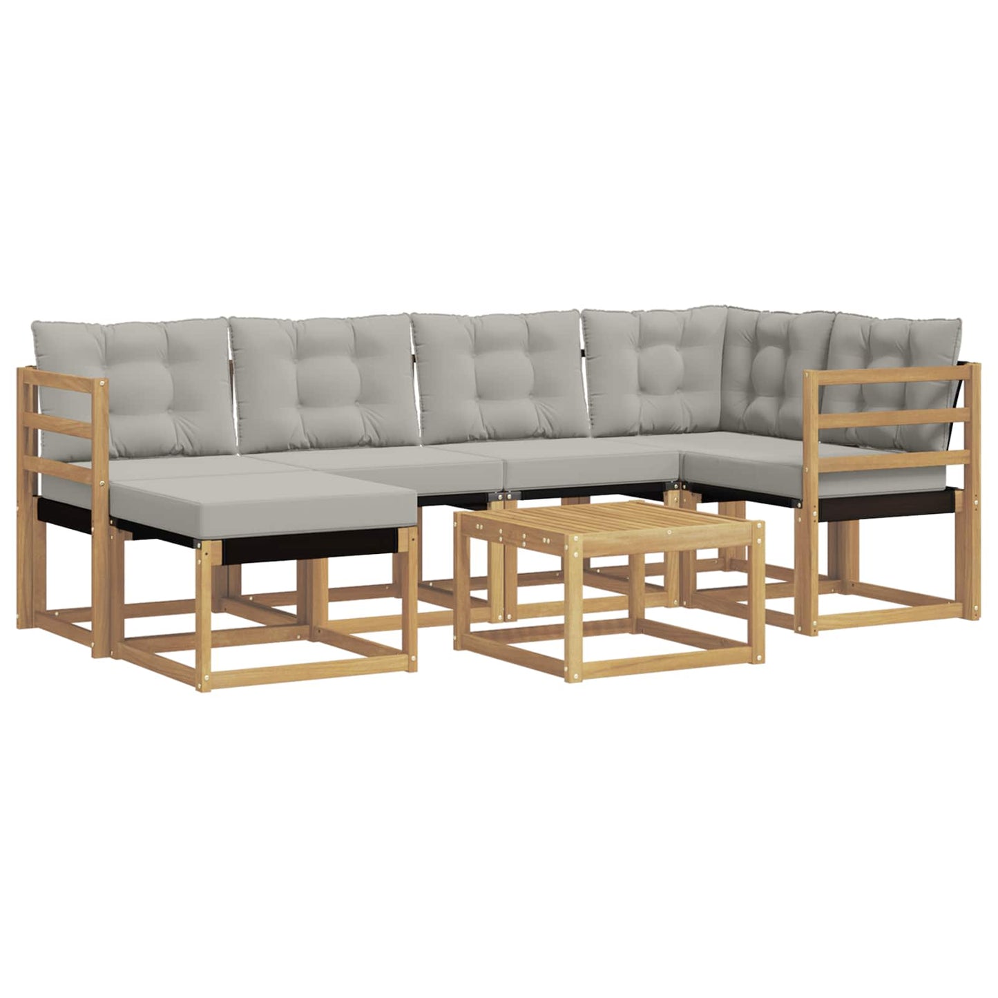 vidaXL Σειρά Καναπέ Εξωτερικού 7 pcs Λευκό και Ανοιχτό Γκρι