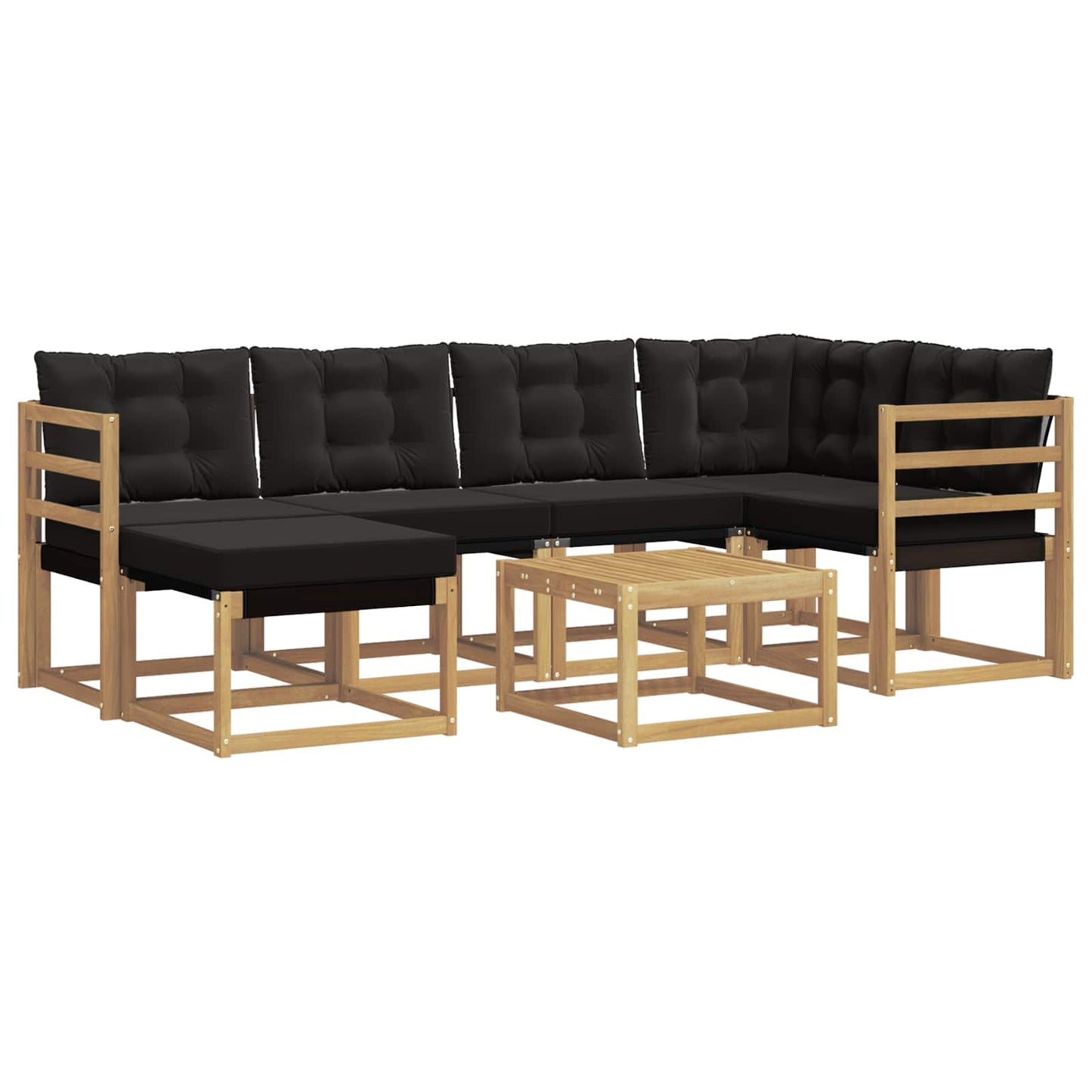 vidaXL Σειρά Καναπέ Εξωτερικού με μαξιλάρι 7 pcs Λευκό και Μαύρο