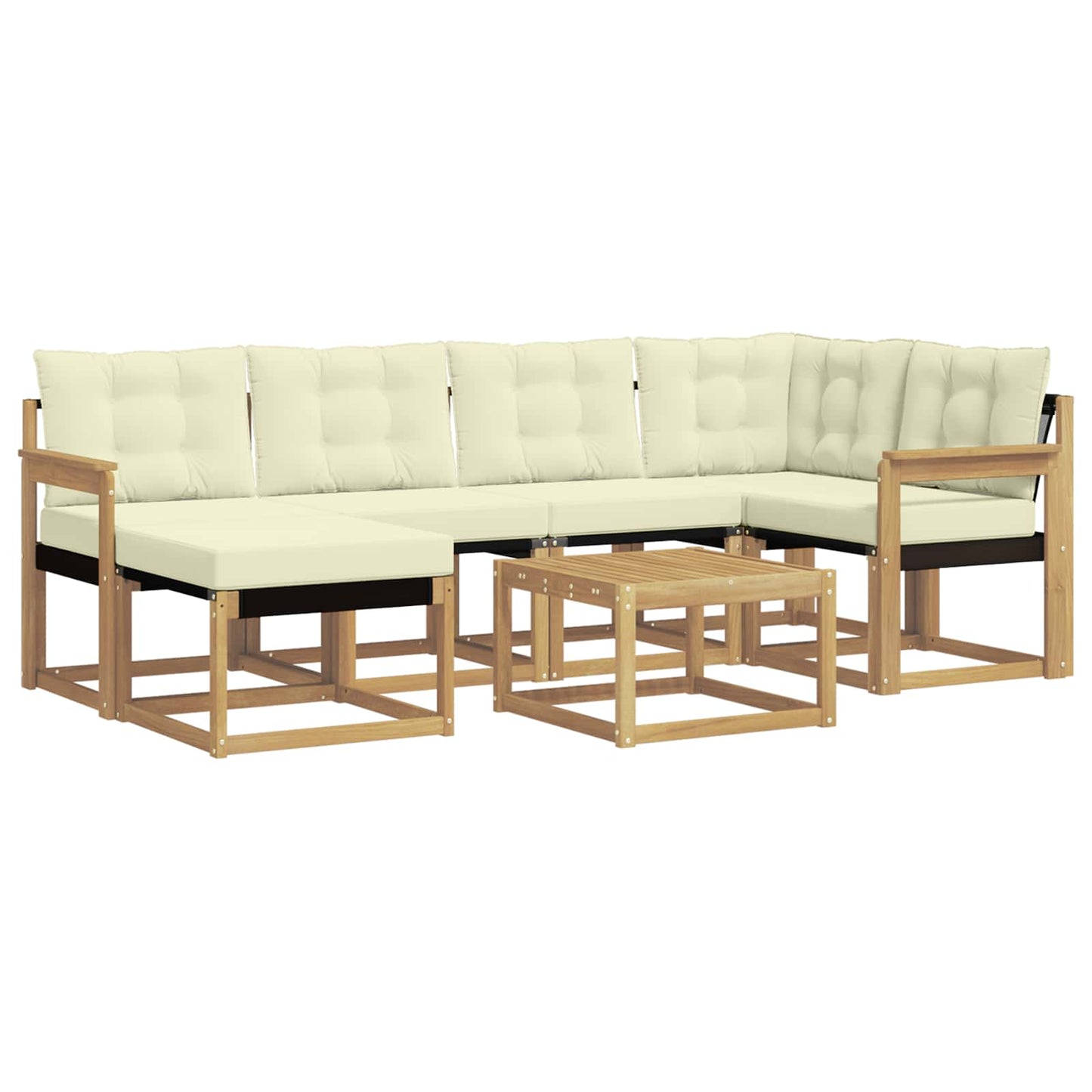 vidaXL Σειρά Καναπέ Εξωτερικού με μαξιλάρι 7 pcs Λευκό και Κρεμ