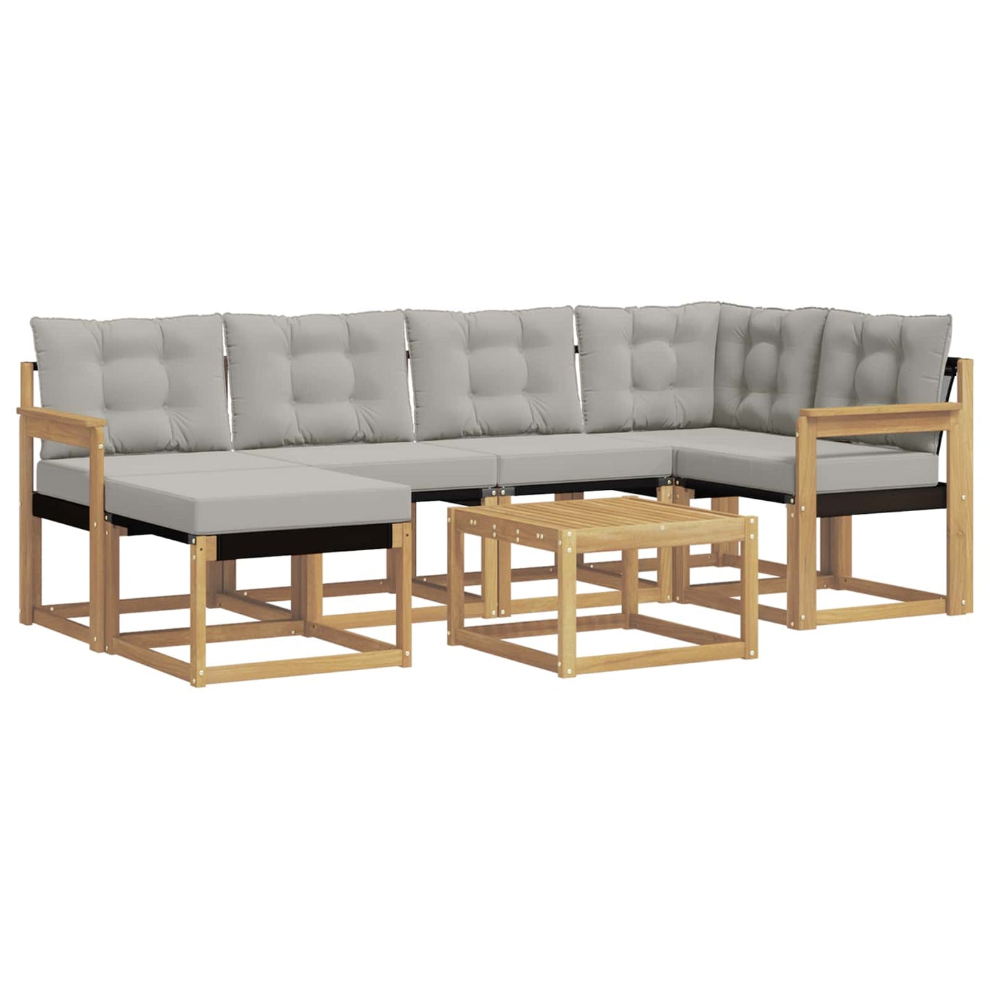 vidaXL Σειρά Καναπέ Εξωτερικού 7 pcs Λευκό και Ανοιχτό Γκρι