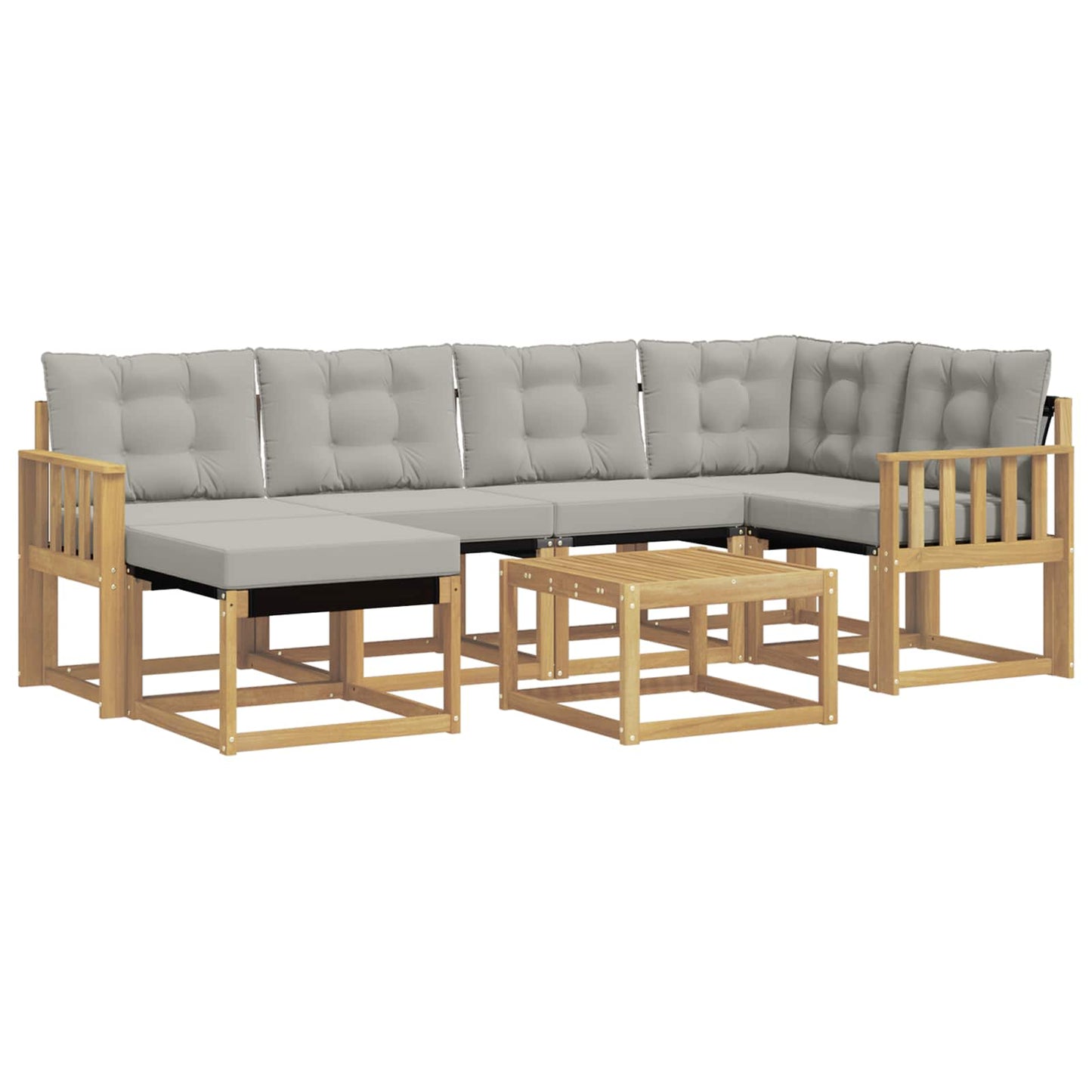 vidaXL Σειρά Καναπέ Εξωτερικού 7 pcs Λευκό και Ανοιχτό Γκρι