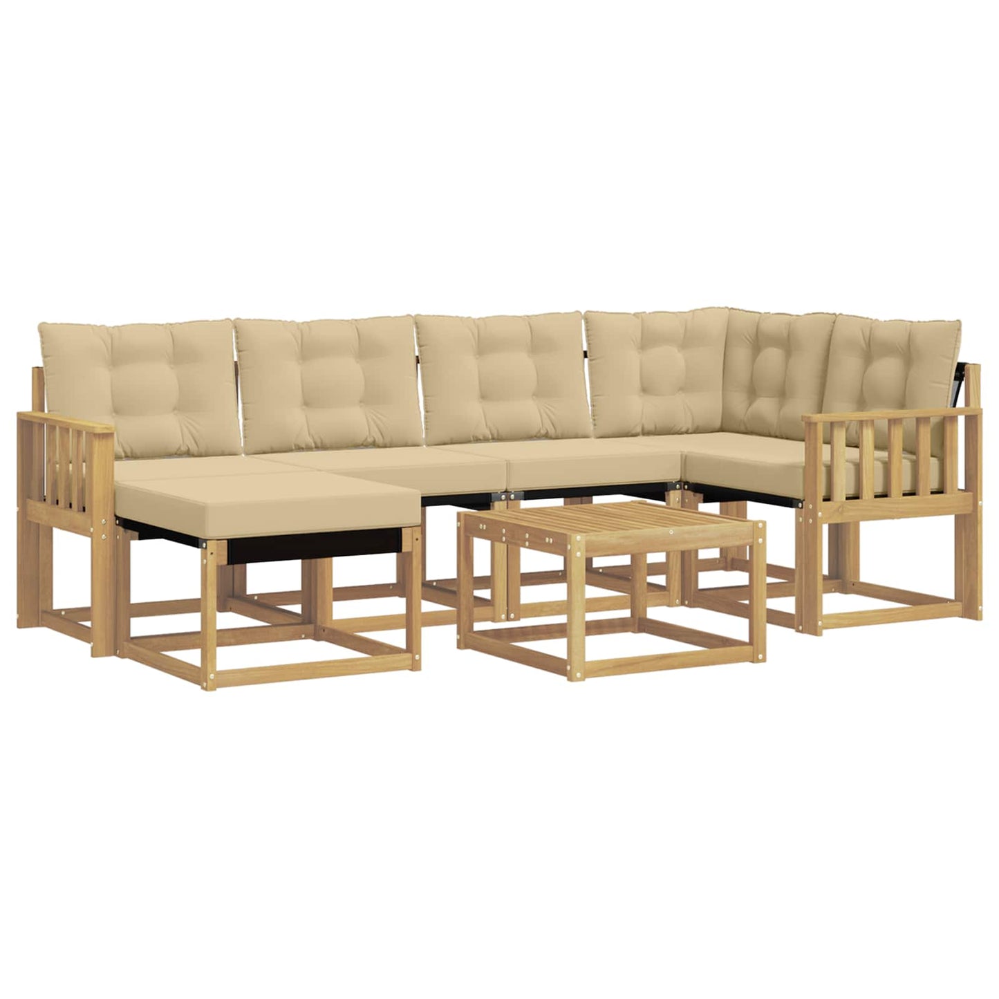vidaXL Σειρά Καναπέ Εξωτερικού με μαξιλάρι 7 pcs Λευκό και Μπεζ