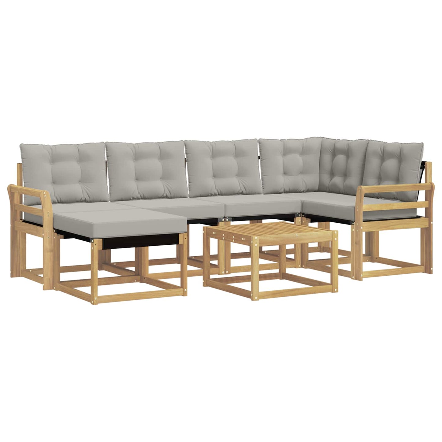 vidaXL Σειρά Καναπέ Εξωτερικού 7 pcs Λευκό και Ανοιχτό Γκρι