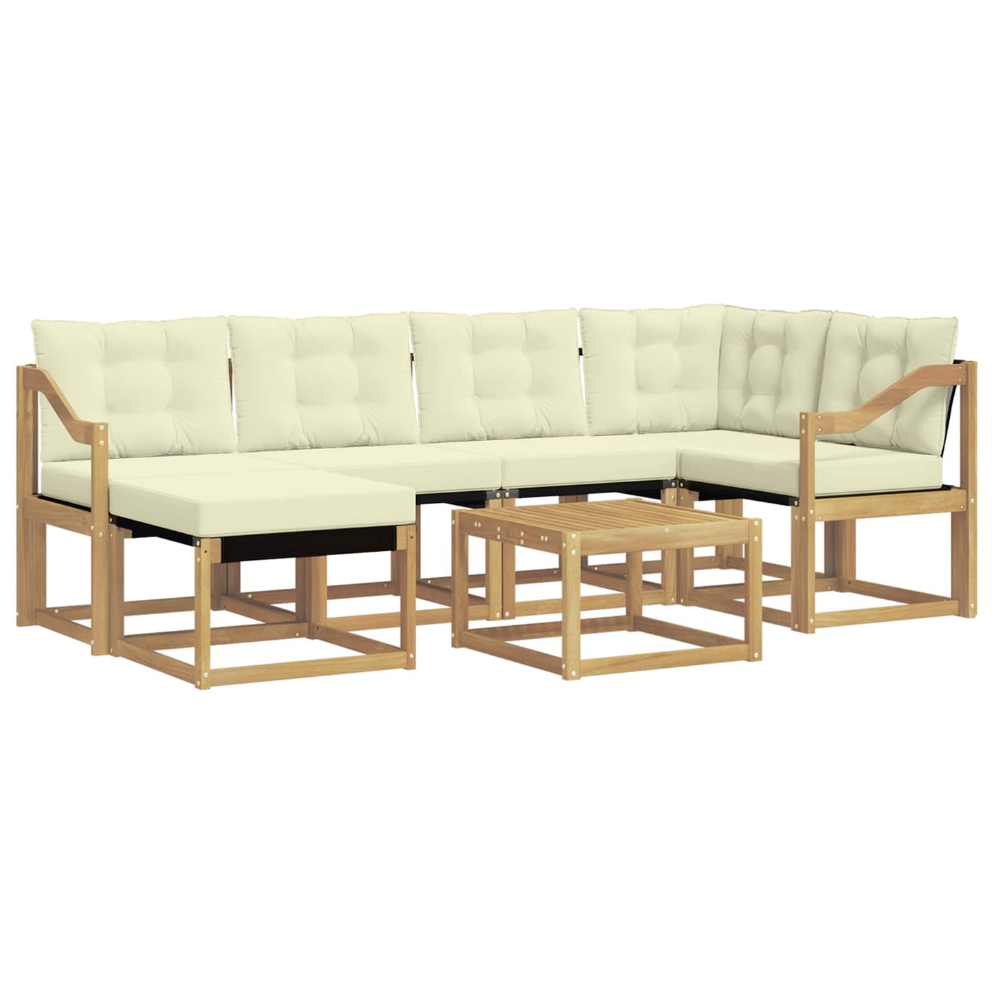 vidaXL Σειρά Καναπέ Εξωτερικού με μαξιλάρι 7 pcs Λευκό και Κρεμ