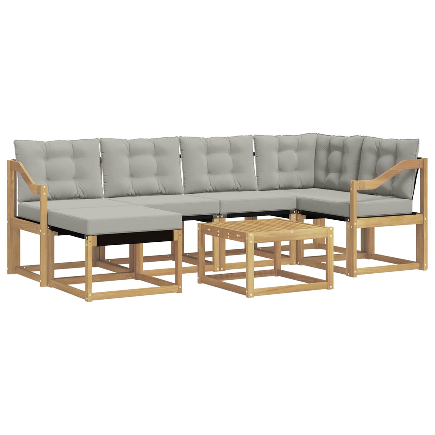 vidaXL Σειρά Καναπέ Εξωτερικού 7 pcs Λευκό και Ανοιχτό Γκρι
