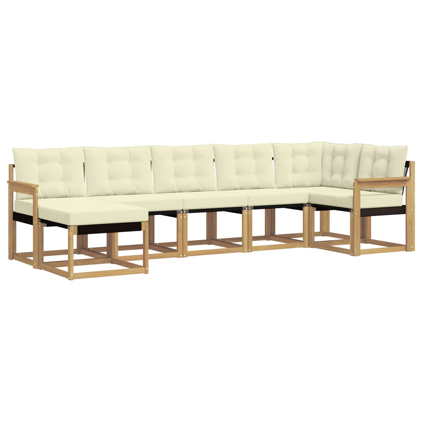 vidaXL Σειρά Καναπέ Εξωτερικού με μαξιλάρι 7 pcs Λευκό και Κρεμ