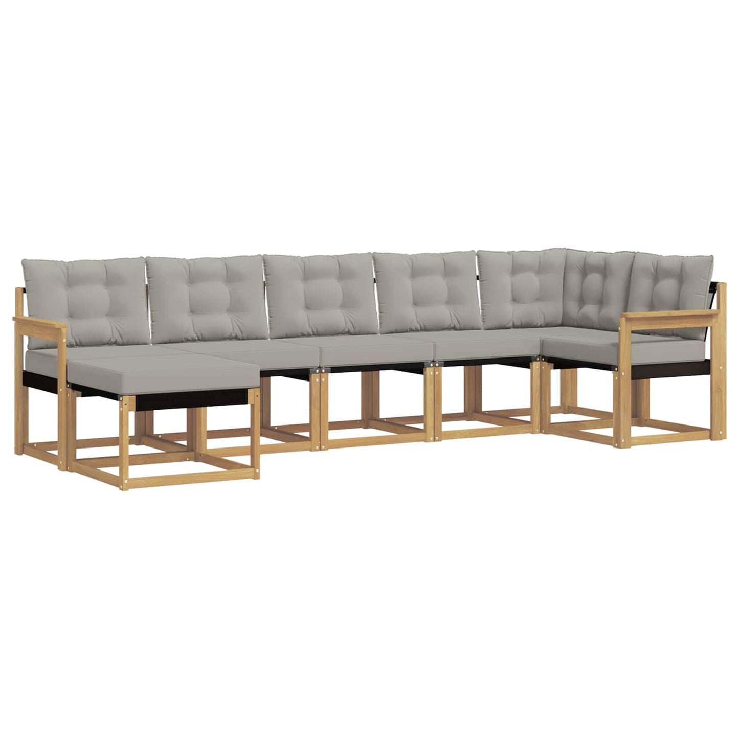 vidaXL Σειρά Καναπέ Εξωτερικού 7 pcs Λευκό και Ανοιχτό Γκρι