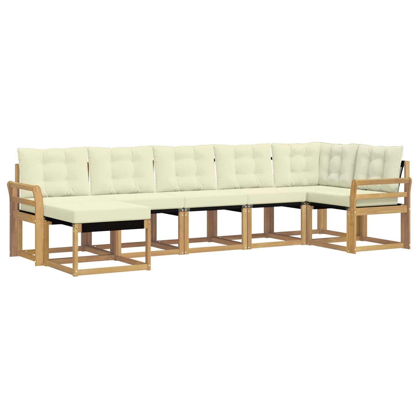 vidaXL Σειρά Καναπέ Εξωτερικού με μαξιλάρι 7 pcs Λευκό και Κρεμ