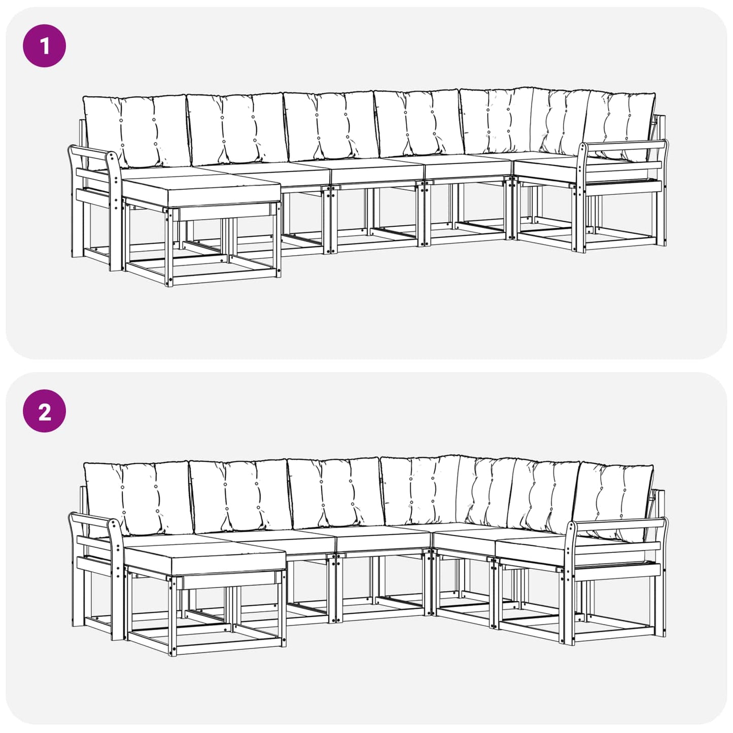 vidaXL Σειρά Καναπέ Εξωτερικού 7 pcs Λευκό και Ανοιχτό Γκρι