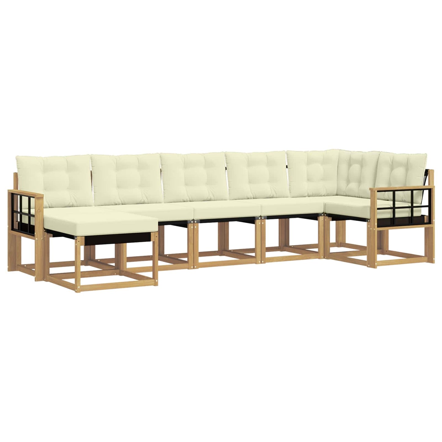 vidaXL Σειρά Καναπέ Εξωτερικού με μαξιλάρι 7 pcs Λευκό και Κρεμ