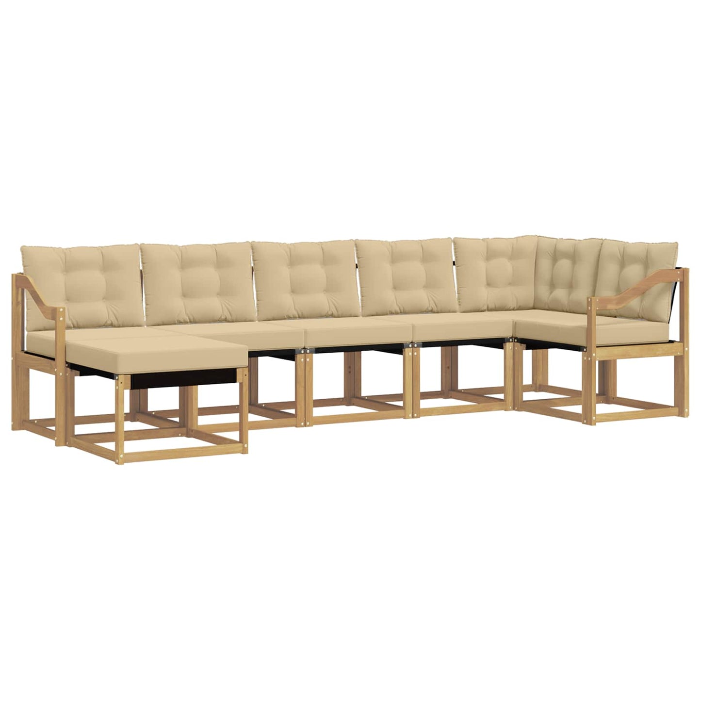 vidaXL Σειρά Καναπέ Εξωτερικού με μαξιλάρι 7 pcs Λευκό και Μπεζ