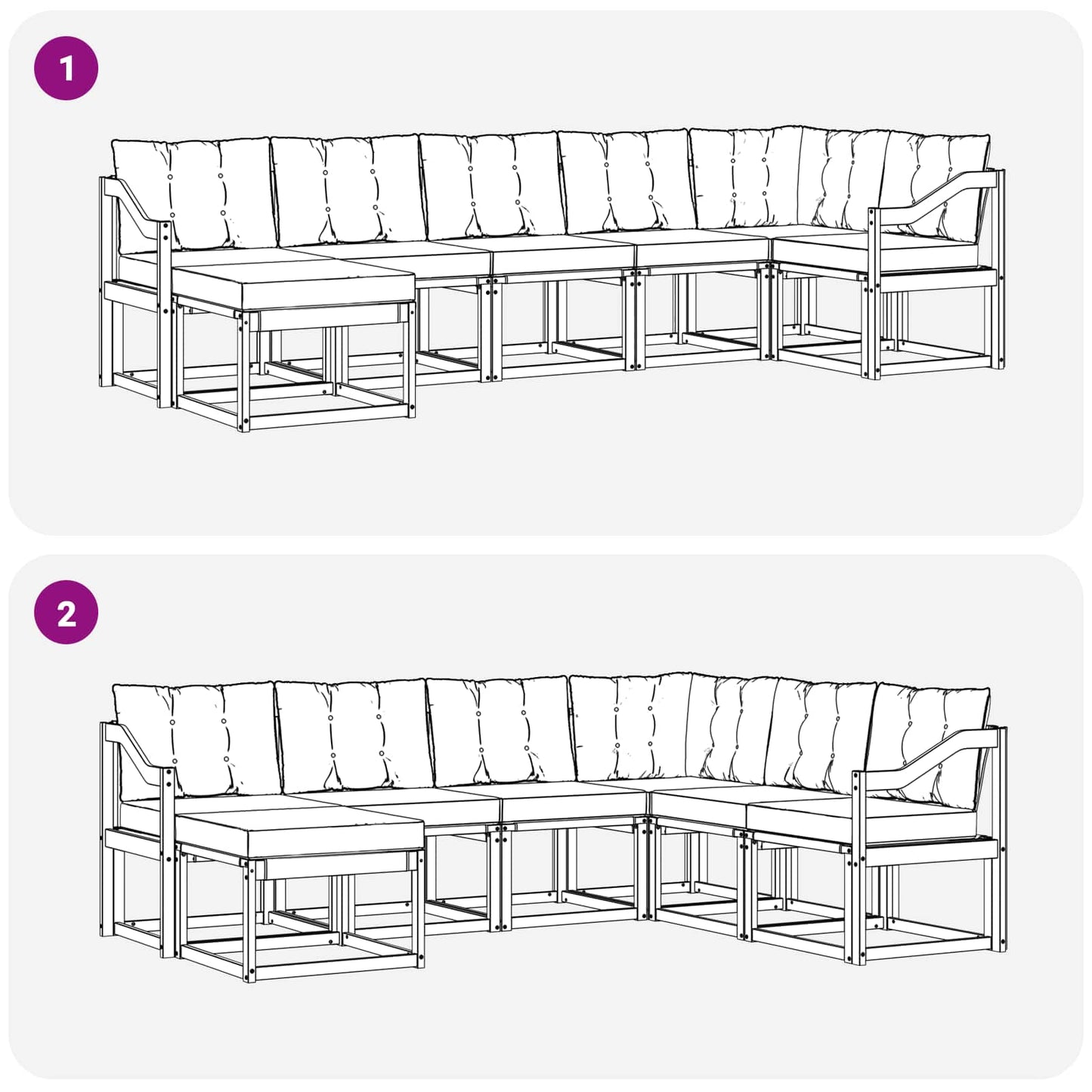 vidaXL Σειρά Καναπέ Εξωτερικού με μαξιλάρι 7 pcs Λευκό και Μπεζ