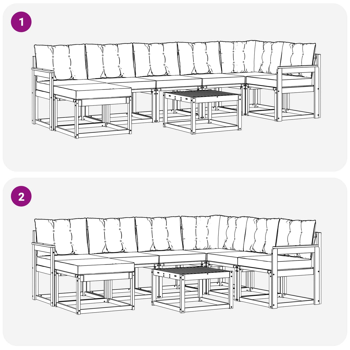 vidaXL Σειρά Καναπέ Εξωτερικού 8 pcs Λευκό και Ανοιχτό Γκρι