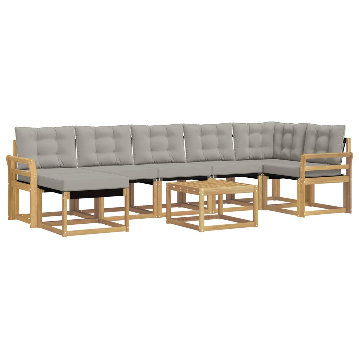 vidaXL Σειρά Καναπέ Εξωτερικού 8 pcs Λευκό και Ανοιχτό Γκρι