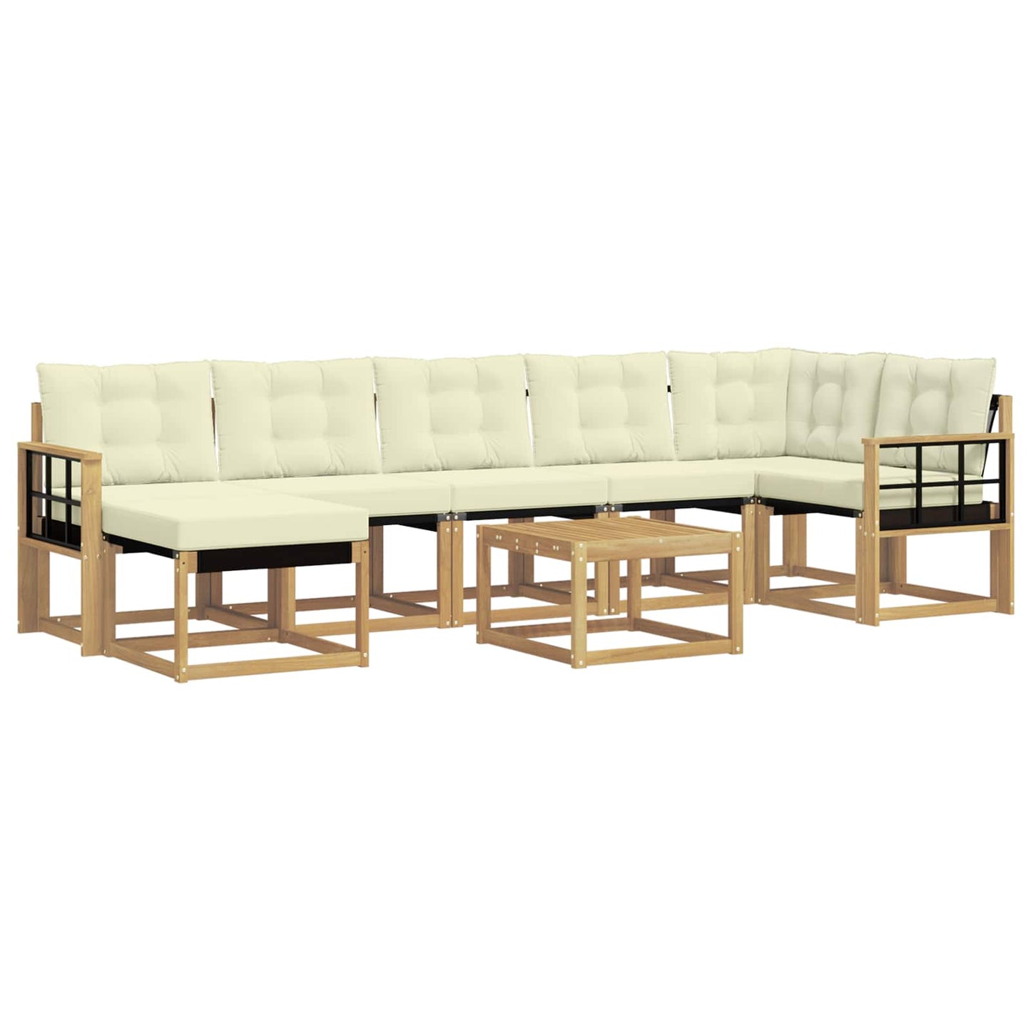 vidaXL Σειρά Καναπέ Εξωτερικού με μαξιλάρι 8 pcs Λευκό και Κρεμ