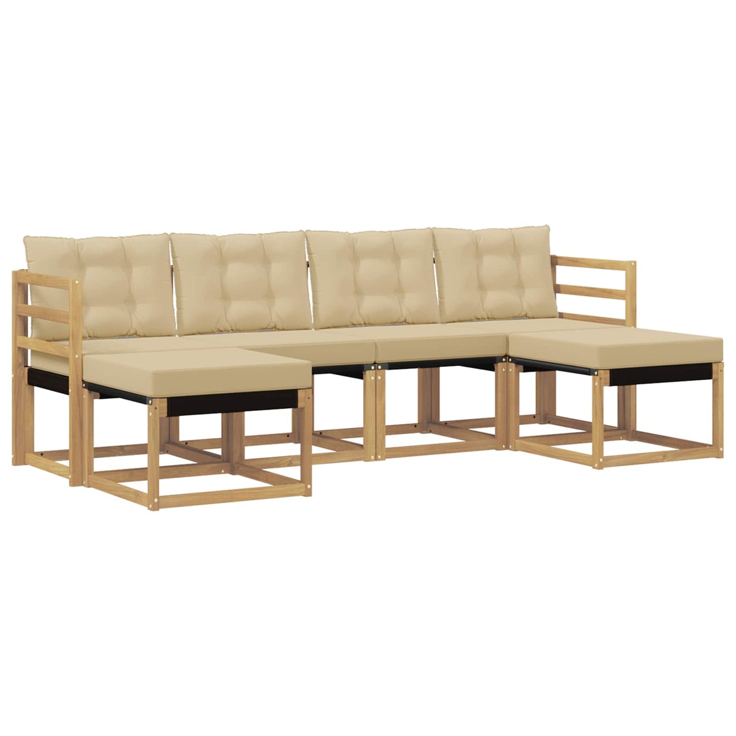 vidaXL Σειρά Καναπέ Εξωτερικού με μαξιλάρι 6 pcs Λευκό και Μπεζ