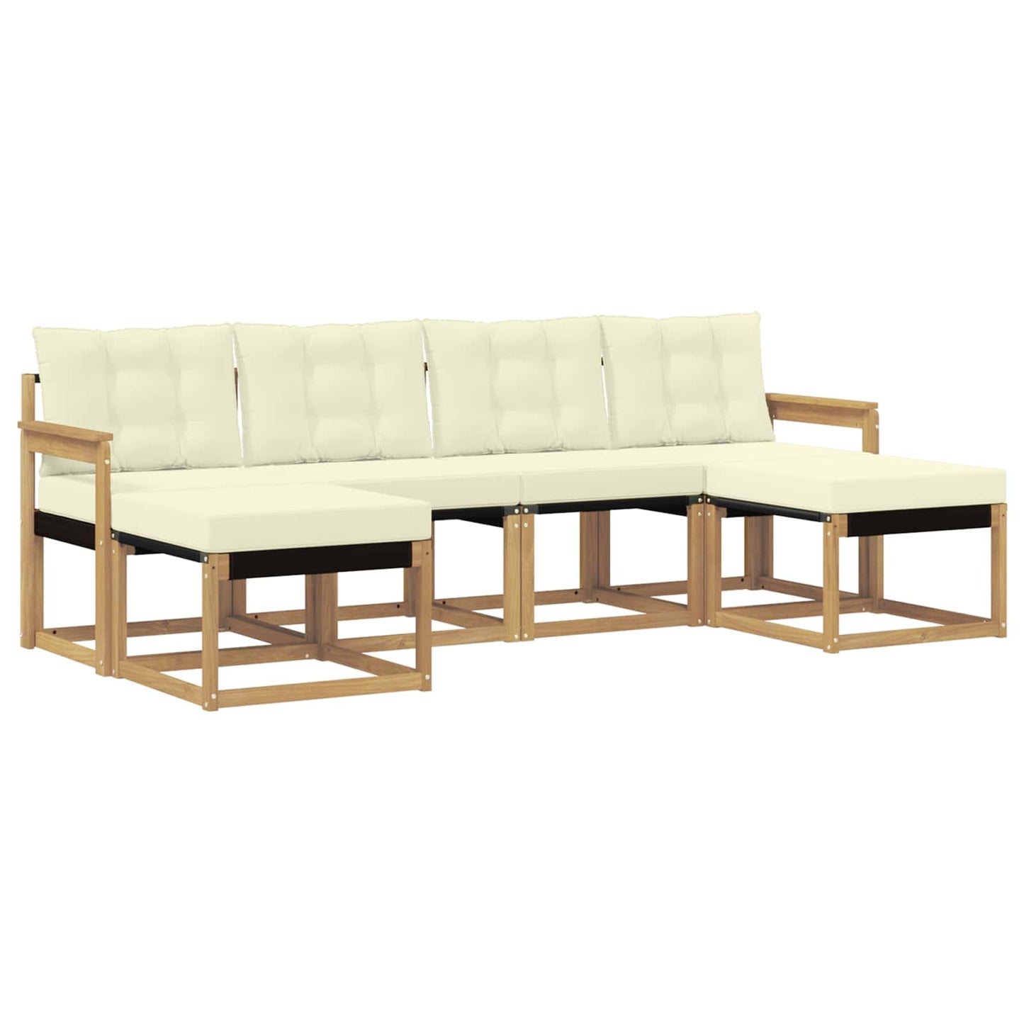 vidaXL Σειρά Καναπέ Εξωτερικού με μαξιλάρι 6 pcs Λευκό και Κρεμ